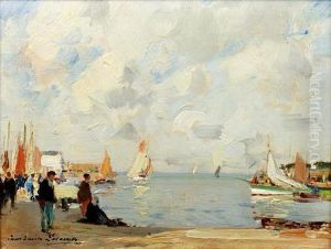 French Harbour Scene by Paul Emile Lecomte