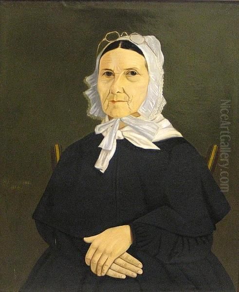 A Portrait Of An Elderly Lady, Half-length, Wearing A Black Dress And A Lace Cap - view 1
