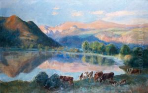 Pturage Pres Du Lac Chambon by Raymond Louis Lecourt