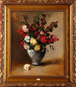 Vase De Fleurs by Gaston Alfred M. Lecreux