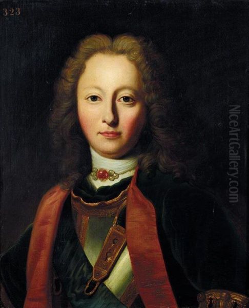 A Portrait Of Charles De Bourbon (1701-1773), Head And Shoulders, Wearing A Green Coat And A Cuirasse - view 1