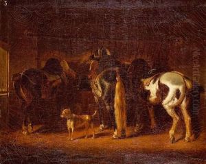 Chevaux Dans Les Stalles.
