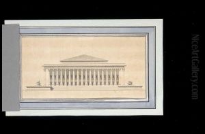 Facade Of A Classical Building With A Portico And Sculptures At Either Side Of The Steps