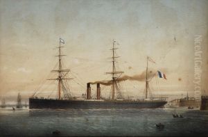 Ritratto Dipiroscafo A Propulsione Mista Che Esce Dal Porto by Charles Leduc