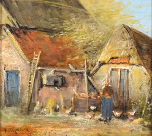 Hofje Met Boerin En Kippen by Anthony Lee
