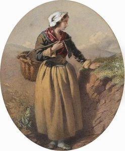 A Walk Through The Mountains; Young Girl Gathering Water