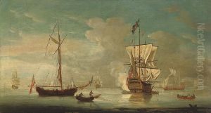 A British Warship Announcing Her Departure From The Anchorage by Thomas Leemans