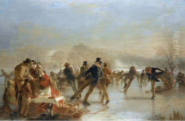 Skaters, A Scene On Duddingston Loch Near Edinburgh - view 1
