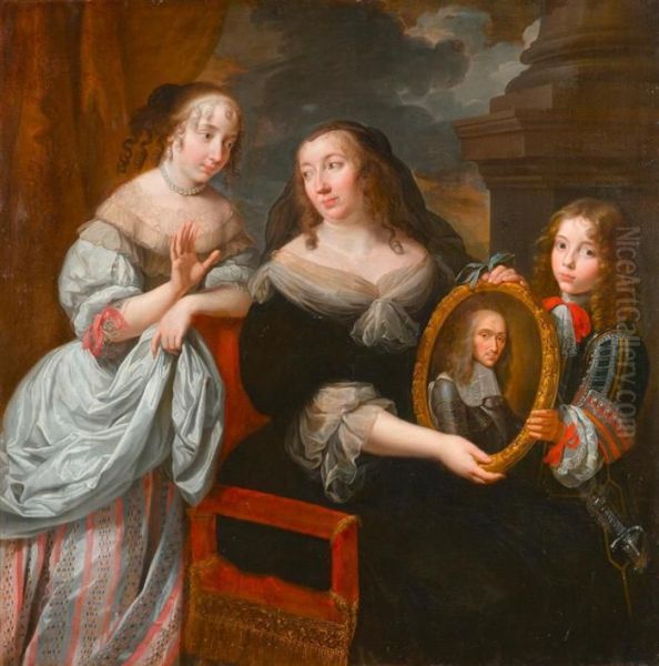 Maria De Medici Shows Her Two Children The Portrait Of Her Dead Husband King Henri Ii - view 1