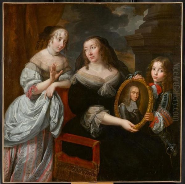 Maria De Medici Shows Her Two Children The Portrait Of Her Deadhusband King Henri Ii. - view 1