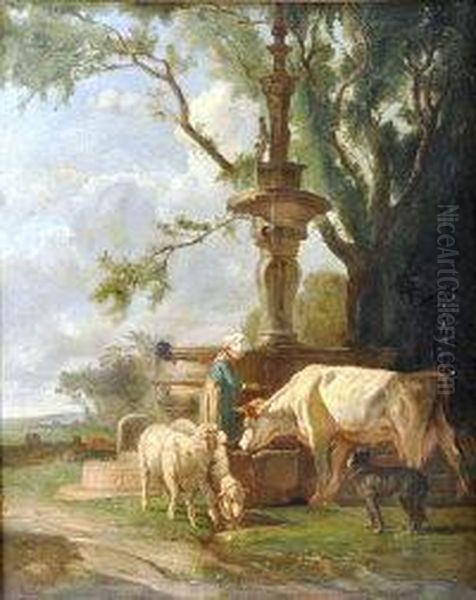 Watering By The Fountain - view 1