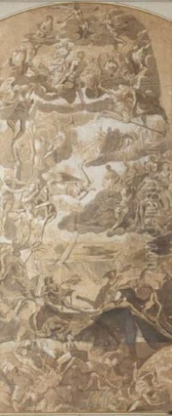 Le Jugement Dernier D'apres Tintoret Plume Et Encre Brune - view 1