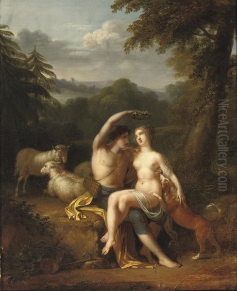 A Shepherd And Shepherdess In A Pastoral Landscape - view 1