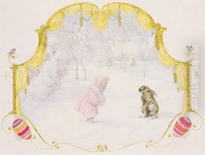 Beim Osterhasen. by Heinrich Lefler