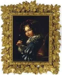A Youth Holding A Glass Of Wine And A Mandoline by Giovanni Lega
