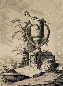 Vase Monumental Dans Un Paysage by Jean Laurent Legeay