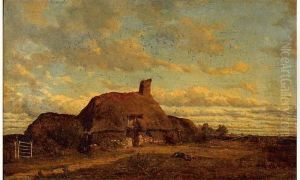 Chaumiere Dans Les Landes, Environs De Locmine, Morbihan by Louis Victor Legentile