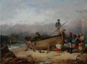 A Stalking Party Resting By A Loch by Alexander Leggett