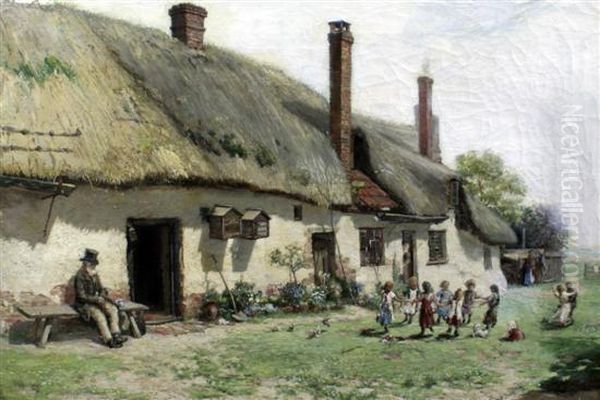Children Playing Beside A Cottage - view 1