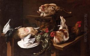 Testa Di Caprone, Galline Carciofi Su Tavolo