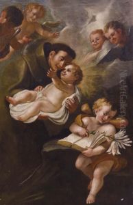 Sant'antonio E Il Bambin Gesu Conangioletti E Cherubini by Stefano Maria Legnani