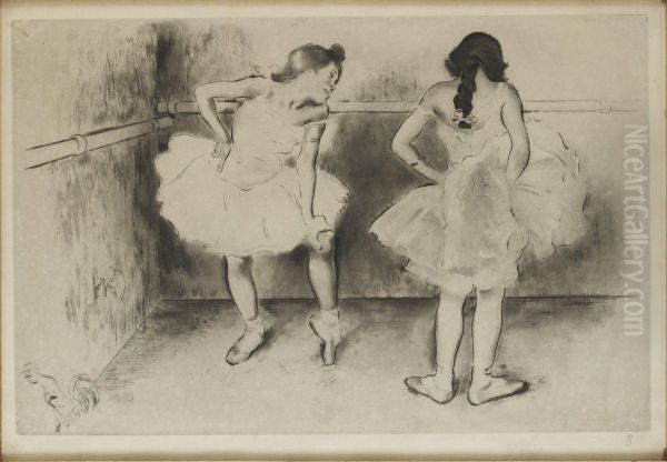 Deux Danseuses A La Barre - view 1