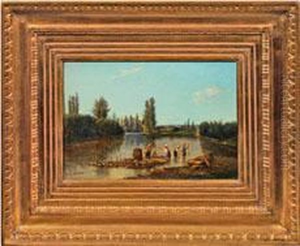 Wascherinnen An Einemfluss In Der Normandie - view 1