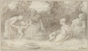 Women And Children By A River