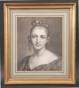 Portrait Of A Woman Head And Shoulders by Etienne-Charles Leguay