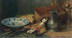 A Still Life With A Doll by Anna Elisabeth Fred. Lehmann