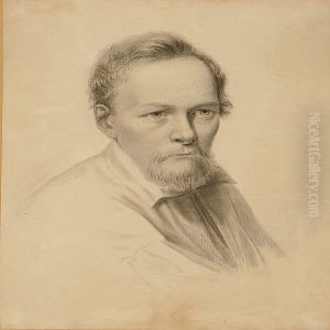 Portrait Of Thedanish Sculptor And Medallist Christen Christensen by Edvard Lehmann