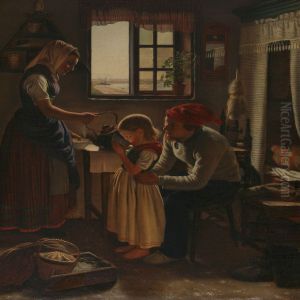 Interior With Afisher Family From Skovshoved Neighbourhood, Denmark by Edvard Lehmann