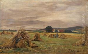 Hollandische Sommerlandschaft Mit Getreideernte by Elisabeth Frederika Lehmann