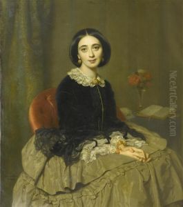Portrait Of Signora Borghese. by Rudolf August Wilhelm Lehmann