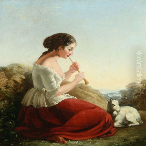 Young Italian Womanplaying The Flute - view 1