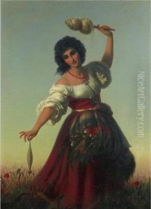 Young Italian Woman by Rudolf August Wilhelm Lehmann