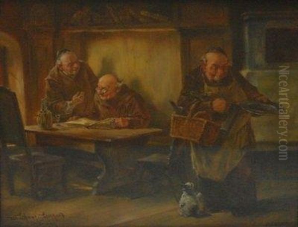 Friars Doing The Daily Chores In The Parlor - view 1