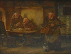 Friars Doing The Daily Chores In The Parlor
