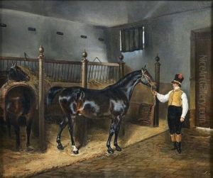 Lad Presentant Un Cheval Dans Une Ecurie by Pierre-Francois Lehoux