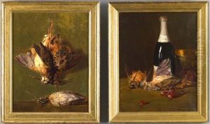 Still Lifes With Game And Champagne Bottle by Adam Lehr