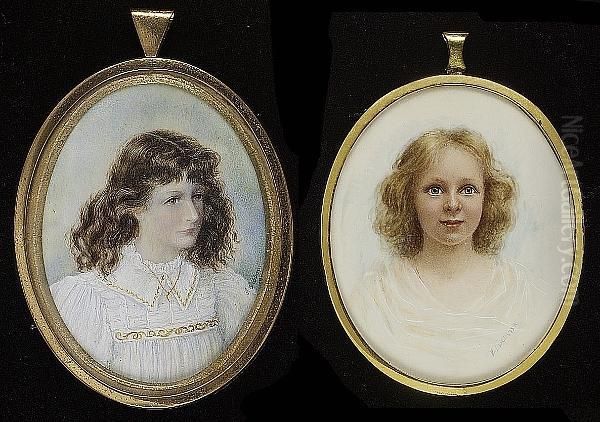 A Young Girl, Wearing White Dress, Her Hair Worn Loose - view 1