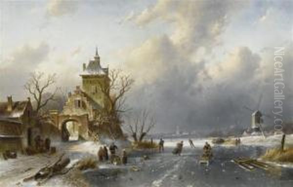 Dutch Winter Landscape With Skaters - view 1