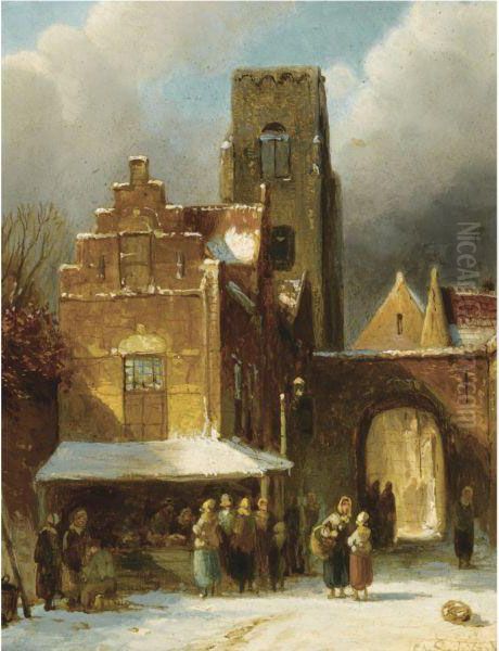 A Busy Day In A Wintry Dutch Town - view 1