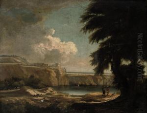 A Wooded Landscape With Shepherds By A Lake, A Castle Beyond A Wooded Landscape With Shepherds By A Lake, A Castle Beyond
