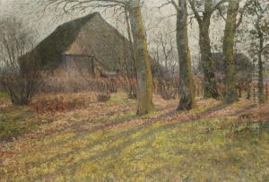 Farmhouse In Wooded Landscape by Rose J. Leigh