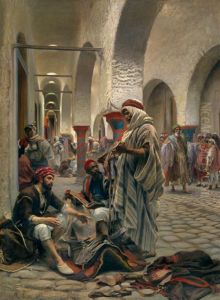 Le Souk Des Etoffes, Tunis. by Anton Robert Leinweber