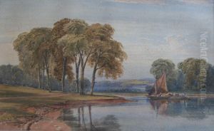 River Scene With Sailing Boats River Scene With Sailing Boats
