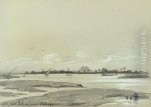 Agyptische Landschaft Mit Nil Und Den by Heinrich Leitner