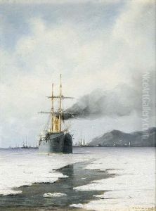 Dampfschiff Im Eismeer by Heinrich Leitner