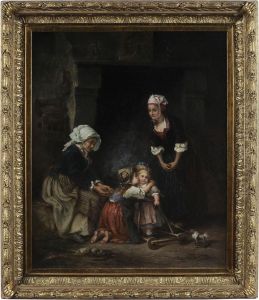 Family Group Encouraging A Toddler